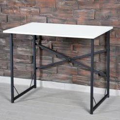 COTECOSY Bureau Style Industriel Marcadet L90xP60cm Blanc - Blanc -France Bureau Soldes 2022 57665851 4