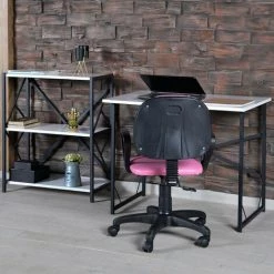 COTECOSY Bureau Style Industriel Marcadet L90xP60cm Blanc - Blanc -France Bureau Soldes 2022 57665851 5