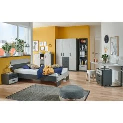 Bureau Coloris Imitation Béton Clair/graphite - Longueur 140 X Hauteur 75 X Profondeur 70 Cm  -PEGANE- -France Bureau Soldes 2022 57771522 4