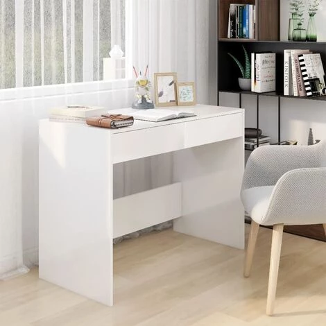 TRUE DEAL Bureau Blanc Brillant 101x50x76,5 Cm Aggloméré 3 TRUE DEAL Bureau Blanc Brillant 101x50x76,5 Cm Aggloméré