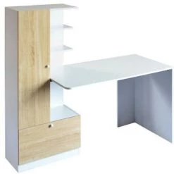 AUTRES Bureau Avec étageres - Blanc - L 160 X P 60 X H 135 Cm - ACADEMY