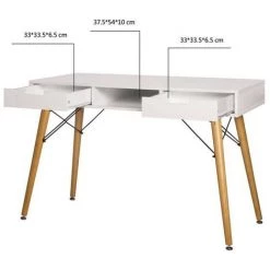 AUTRES Bureau TWIN - MDF - Blanc - Pieds En Bois - 2 Tiroirs - L 120 X P 55 X H 73 Cm 10 AUTRES Bureau TWIN - MDF - Blanc - Pieds En Bois - 2 Tiroirs - L 120 X P 55 X H 73 Cm -France Bureau Soldes 2022 57867800 4