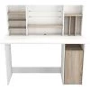Bureau Avec Surmeuble Et Rangements L134,8 Cm - Ambre - Calicosy - Chene Brosse/blanc Mat