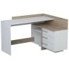 Bureau D'Angle 3 Tiroirs Décor Blanc Et Bois L128,5 Cm- Thalès - Calicosy - Chene Brosse/blanc Mat -France Bureau Soldes 2022 57903080 1