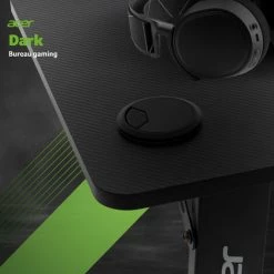 Acer Gaming - Bureau Gaming Acer Dark Grand Modèle - Texture En Fibre De Carbone - Size: 1600x600x720mm - Porte Casque Et Gobelet – Noir -France Bureau Soldes 2022 58064693 5