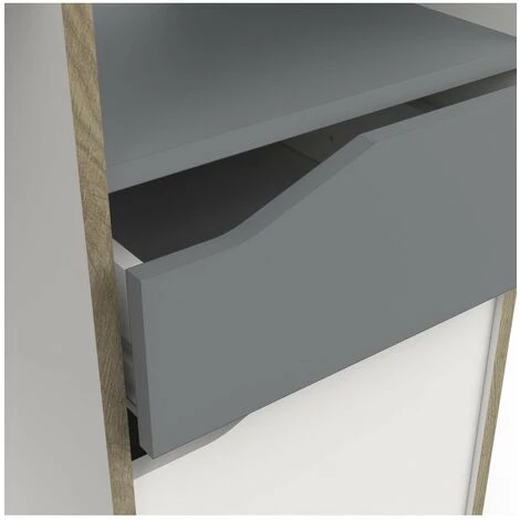 Bureau Scandinave 1 Porte 1 Tiroir 1 Niche L106,6 Cm - Genius - Calicosy - Blanc Mat/gris Clair 7 Bureau Scandinave 1 Porte 1 Tiroir 1 Niche L106,6 Cm - Genius - Calicosy - Blanc Mat/gris Clair – Image 5