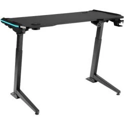 TECTAKE Bureau HEMINGWAY Réglable En Hauteur Électrique 130x 67,2x 72-121cm - Table De Gaming Réglable En Hauteur Avec éclairage LED, Bureau De Gaming, Table D’ordinateur - Noir