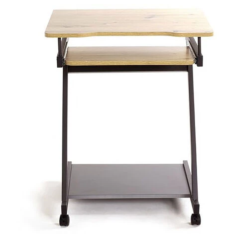 Bureau / Chariot D'ordinateur En Acier Anthracite Et MDF Coloris Chêne - Longueur 60 X Hauteur 76 X Profondeur 49 Cm -PEGANE- 4 Bureau / Chariot D'ordinateur En Acier Anthracite Et MDF Coloris Chêne - Longueur 60 X Hauteur 76 X Profondeur 49 Cm -PEGANE- – Image 2
