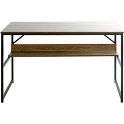 Bureau En Métal Noir Et Panneaux De Particules Coloris Chêne - Longueur 120 X Hauteur 74 X Profondeur 60 Cm -PEGANE- -France Bureau Soldes 2022 58341305 3