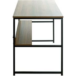 Bureau En Métal Noir Et Panneaux De Particules Coloris Chêne - Longueur 120 X Hauteur 74 X Profondeur 60 Cm -PEGANE- -France Bureau Soldes 2022 58341305 4
