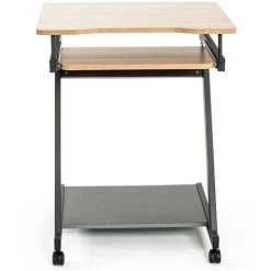 Bureau / Chariot Ordinateur En Métal Anthracite Et Bois Naturel - Longueur 60 X Hauteur 76 X Profondeur 49 Cm -PEGANE- -France Bureau Soldes 2022 58341306 4