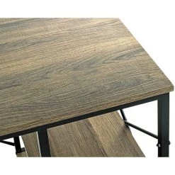 Bureau En Métal Noir Et Panneaux De Particules Chêne - Longueur 120 X Hauteur 74 X Profondeur 60 Cm -PEGANE- -France Bureau Soldes 2022 58341310 5