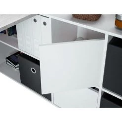 ALTRI Bureau Réversible Avec Bibliothèque à Six Compartiments, Couleur Blanc Et Béton, 136 X 74 X 139 Cm. -France Bureau Soldes 2022 58342870 5