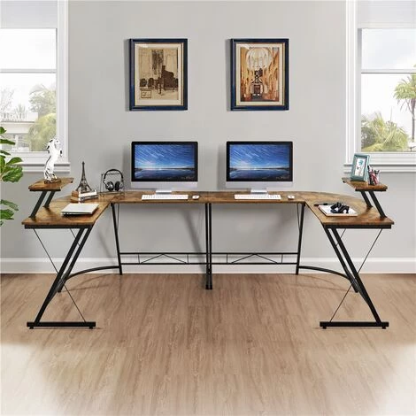 Yaheetech Bureau D'angle De Gaming Table D'ordinateur En Forme L Bureau De Coin Avec Support Moniteur Pour Bureau Industriel 130 X 130 X 96,5 Cm 4 Yaheetech Bureau D'angle De Gaming Table D'ordinateur En Forme L Bureau De Coin Avec Support Moniteur Pour Bureau Industriel 130 X 130 X 96,5 Cm – Image 2