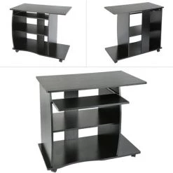 DYHF Bureau Ordinateur Bureau Bureau Table & Rouleaux Table PC Avec étagères 90x75x50cm Noir - Noir -France Bureau Soldes 2022 58426581 4