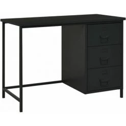 INLIFE Bureau Industriel Avec Tiroirs Noir 105x52x75 Cm Acier - Noir