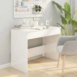 INLIFE Bureau Blanc Brillant 101x50x76,5 Cm Aggloméré - Blanc -France Bureau Soldes 2022 58692563 3