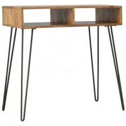 NETFURNITURE Kenfi Wood Et Fer Base Writing Bureau Avec Tabouret - Marron -France Bureau Soldes 2022 58773400 2