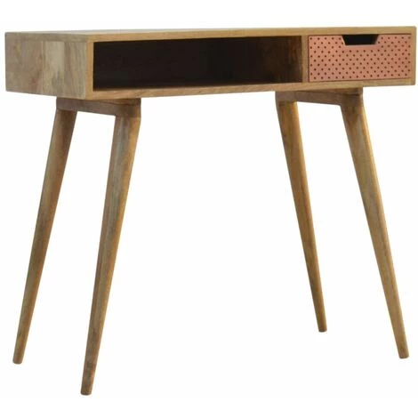 NETFURNITURE Tenyo Perfoated Copper Writing Desk - Marron 3 NETFURNITURE Tenyo Perfoated Copper Writing Desk - Marron