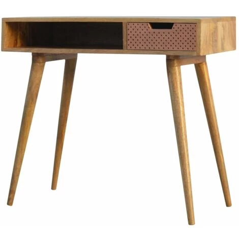 NETFURNITURE Tenyo Perfoated Copper Writing Desk - Marron 4 NETFURNITURE Tenyo Perfoated Copper Writing Desk - Marron – Image 2