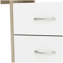 Bureau 1 Niche 3 Tiroirs L123 Cm - Aristote - Calicosy - Chene Brosse/blanc Mat - Chene Brosse/blanc Mat -France Bureau Soldes 2022 58842371 4