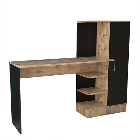 COTECOSY Bureau, Armoire Et étagère Gretak Bois Naturel Et Noir - Bois / Noir 3 COTECOSY Bureau, Armoire Et étagère Gretak Bois Naturel Et Noir - Bois / Noir