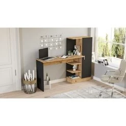 COTECOSY Bureau, Armoire Et étagère Gretak Bois Naturel Et Noir - Bois / Noir 10 COTECOSY Bureau, Armoire Et étagère Gretak Bois Naturel Et Noir - Bois / Noir -France Bureau Soldes 2022 59101951 4