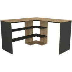 COTECOSY Bureau D'angle Pacas Bois Naturel Et Anthracite - Bois / Gris