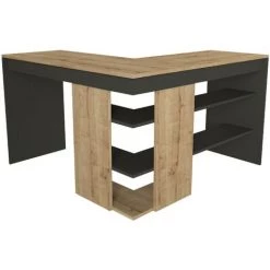 COTECOSY Bureau D'angle Pacas Bois Naturel Et Anthracite - Bois / Gris 11 COTECOSY Bureau D'angle Pacas Bois Naturel Et Anthracite - Bois / Gris -France Bureau Soldes 2022 59102214 5