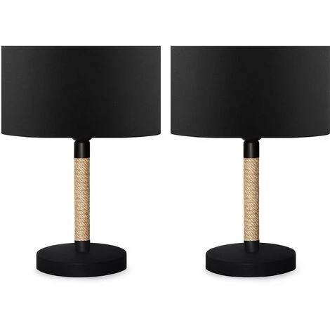 COTECOSY Lot De 2 Lampes à Poser Kamin Tissu Noir Et Métal Beige Et Noir - Noir / Beige 3 COTECOSY Lot De 2 Lampes à Poser Kamin Tissu Noir Et Métal Beige Et Noir - Noir / Beige