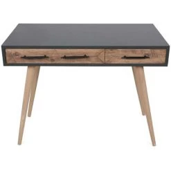 COTECOSY Bureau Vintage Style Scandinave Bazin 2 Tiroirs Gris Et Chêne Clair - Gris Foncé 9 COTECOSY Bureau Vintage Style Scandinave Bazin 2 Tiroirs Gris Et Chêne Clair - Gris Foncé -France Bureau Soldes 2022 59102440 3