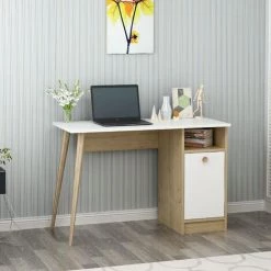 COTECOSY Bureau 1 Porte Elmira 110cm Bois Et Blanc - Blanc -France Bureau Soldes 2022 59102492 2