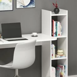 COTECOSY Ensemble Bureau Et étagère Mercy Blanc - Blanc -France Bureau Soldes 2022 59102507 3