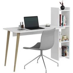 COTECOSY Ensemble Bureau Et étagère Mercy Blanc - Blanc -France Bureau Soldes 2022 59102507 4