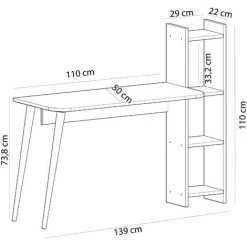COTECOSY Ensemble Bureau Et étagère Mercy Blanc - Blanc -France Bureau Soldes 2022 59102507 5