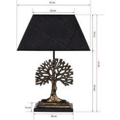 COTECOSY Lampe à Poser Arbre D'automne Replico D35xH46cm Tissu Noir Et Métal Or Antique - Or -France Bureau Soldes 2022 59102509 4