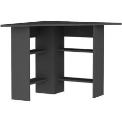 COTECOSY Bureau De Coin 4 étagères Seredic L80xP80cm Anthracite - Gris Foncé