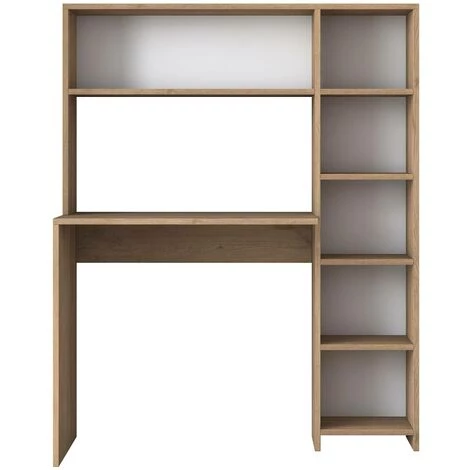 COTECOSY Ensemble Bureau Et étagère Deryn Blanc Et Chêne Clair - Chêne Clair 5 COTECOSY Ensemble Bureau Et étagère Deryn Blanc Et Chêne Clair - Chêne Clair – Image 3