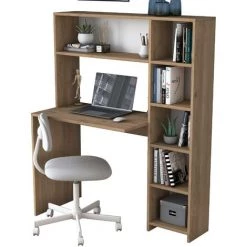 COTECOSY Ensemble Bureau Et étagère Deryn Blanc Et Chêne Clair - Chêne Clair 11 COTECOSY Ensemble Bureau Et étagère Deryn Blanc Et Chêne Clair - Chêne Clair -France Bureau Soldes 2022 59102888 5