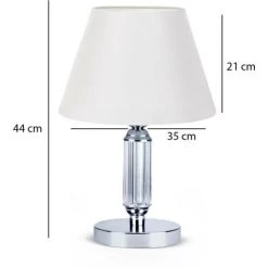 COTECOSY Lampe à Poser Willie D35xH44cm Verre Transparent, Métal Argent Et Tissu Blanc - Blanc -France Bureau Soldes 2022 59102891 4