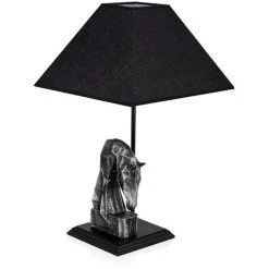 COTECOSY Lampe à Poser Tête De Cheval Géométrique Replico D24xH50cm Tissu Noir Et Métal Argent - Noir
