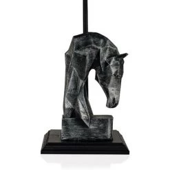 COTECOSY Lampe à Poser Tête De Cheval Géométrique Replico D24xH50cm Tissu Noir Et Métal Argent - Noir -France Bureau Soldes 2022 59102898 3