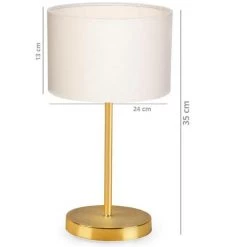 COTECOSY Lot De 2 Lampes De Table Waimea H24cm Métal Or Et Tissu Blanc Blanc Créme - Crème -France Bureau Soldes 2022 59103606 3