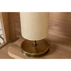 COTECOSY Lampe De Table Bryce Ø16x32cm Métal Or Antique Et Tissu Blanc Crème - Crème -France Bureau Soldes 2022 59103621 3