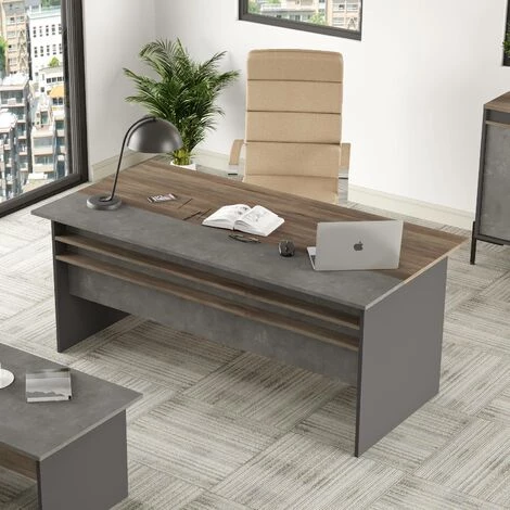 COTECOSY Bureau Harvey Bois Naturel Et Gris - Bois / Gris 3 COTECOSY Bureau Harvey Bois Naturel Et Gris - Bois / Gris