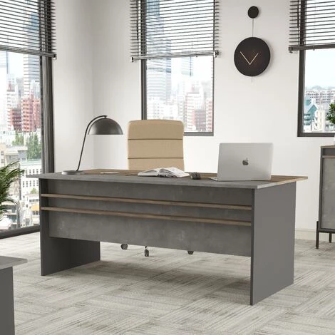COTECOSY Bureau Harvey Bois Naturel Et Gris - Bois / Gris 4 COTECOSY Bureau Harvey Bois Naturel Et Gris - Bois / Gris – Image 2