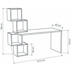COTECOSY Bureau 4 étagères Asas Bois 157,5x73cm Blanc Et Anthracite - Blanc -France Bureau Soldes 2022 59104003 3