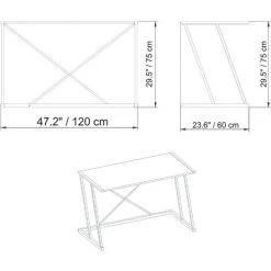 COTECOSY Bureau Simple Chiaki 120x75cm Bois Et Métal Blanc - Blanc -France Bureau Soldes 2022 59104013 4