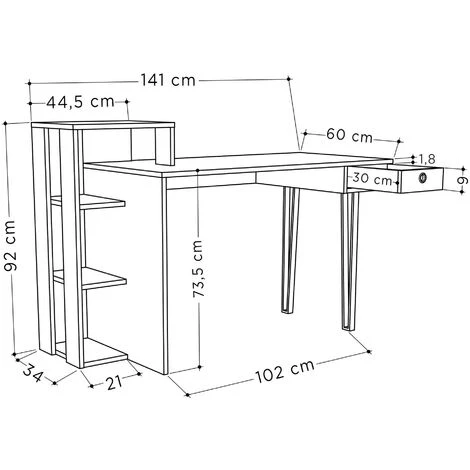 COTECOSY Bureau 1 Tiroir Et 3 étagères Akito Bois Marron Et Moka - Brun 6 COTECOSY Bureau 1 Tiroir Et 3 étagères Akito Bois Marron Et Moka - Brun – Image 4