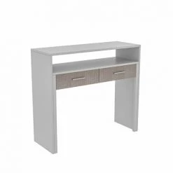 COTECOSY Bureau Extensible 2 Tiroirs Atsuji 99x88cm Bois Blanc - Blanc
